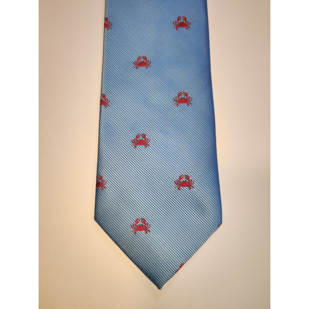 Merona Men's Neck Tie Polyester Crab Print 3"x57.5" Blue Designer Nautical